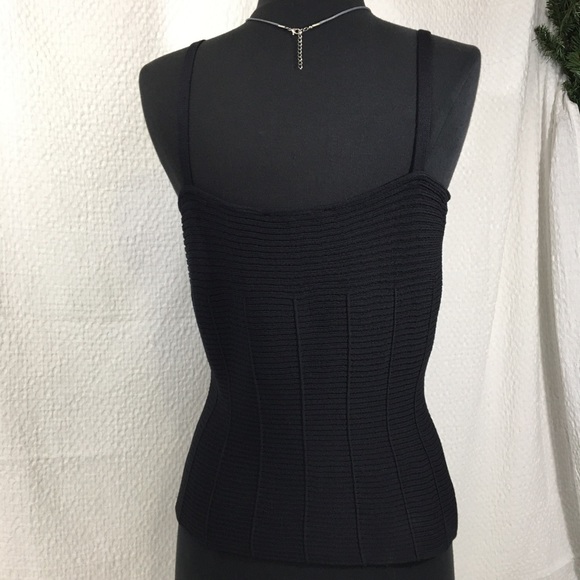 🌵ST. JOHN Black Knit Contour Tank Side Zip - Picture 2 of 8